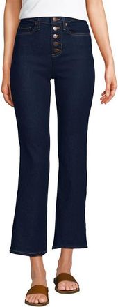 Lands End High Rise Denim Button Front Kick Flare Crop Jeans in River Rinse at Nordstrom, Size 14