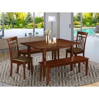 East West Furniture 5 Pc dinette set for small spaces-Tables and 2 Dining Chairs and 2 Benches