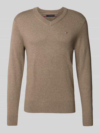 Tommy Hilfiger Regular Fit Pullover aus Baumwoll-Kaschmir-Mix in Taupe, Größe XXXL
