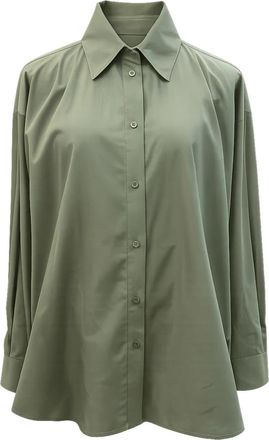 Simona Corsellini Camicia con collo italiano e aperture sul dietro - Dames - Overhemden - Groen - XS - Katoen - Overhemden