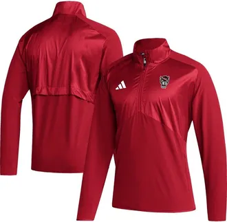 adidas Mens adidas Red NC State Wolfpack Sideline AEROREADY Raglan Sleeve Quarter-Zip Jacket at Nordstrom, Size Xx-Large