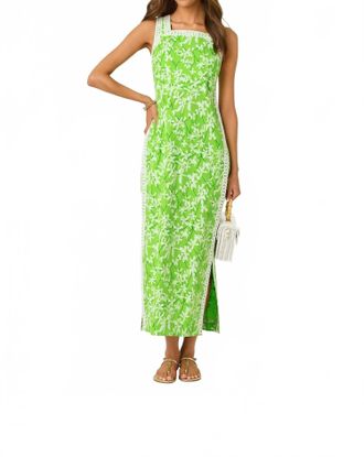Lilly Pulitzer Tina Sleeveless Maxi Romper In Crocodile Green Liza Overprint