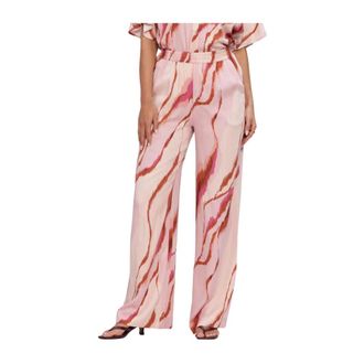 Minus Msluana Mid Waist Pant - Dames - Wijde Broeken - Roze - L - Polyester - Broeken