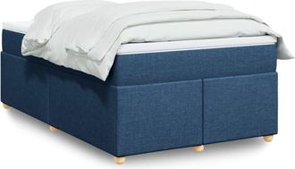vidaXL Cama Box Spring Con Colch&oacute;n Tela Azul 120x200 Cm Vidaxl