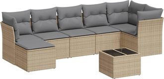 vidaXL Vidaxl - Juego De Sof&aacute;s De Jard&iacute;n Con Cojines Beige 8 Pzas Rat&aacute;n Pe