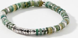 Tateossian Mens Constellation moss agate bracelet