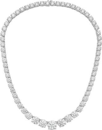 Diana M. Jewels 14kt White Gold 15cts lab grown Round diamond 4 Prong Graduated tennis necklace