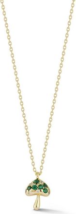 Sphera Milano Mushroom Cubic Zirconia Pendant Necklace in Gold/Green at Nordstrom Rack