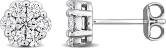 Mimi & Max Created Forever 1ct TW Lab-Grown Diamond Halo Stud Earrings Sterling Silver