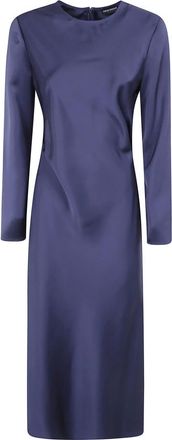 Emporio Armani Midi-jurk van Tecno Twill met satijneffect - Dames - Jurken - Blauw - Maat: L Satijn