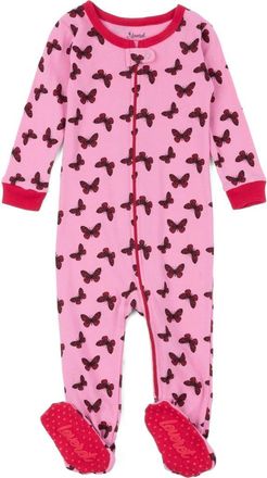 Leveret Kids Footed Cotton Matching Family Pajamas, Nature & Water Prints in Butterfly at Nordstrom, Size 12-18M