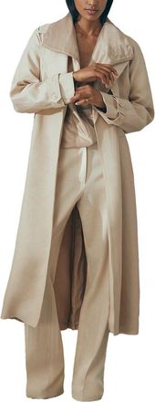 Reiss Teya Linen-Blend Smart Trench Coat