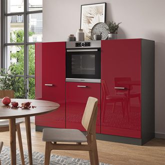 Vicco Bloque De Cocina R-line, Burdeos Brillo Intenso/antracita, 180 Cm Sin Encimera