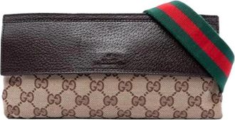 Gucci Pre-owned Canvas Crossbody Bag - Dames - Vintage Heuptassen - Beige - ONE Size - Leer - Vintage