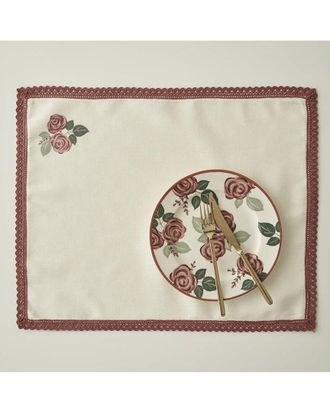 Bella Maison Set Of 2 Rose Placemats With Lace Trim