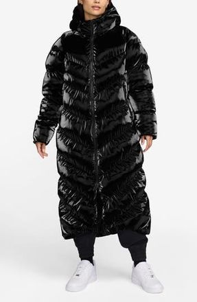 Nike Sportswear Shine Loose Thermore EcoDown Insulated Hooded Parka in 010 Black/black at Nordstrom Rack, Size Medium