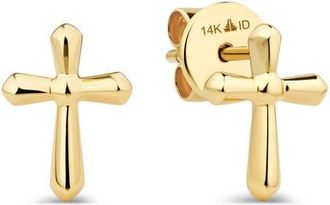 Devata Cross Stud Earrings in 14K Gold in Yellow Gold at Nordstrom