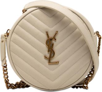 Saint Laurent Pre-owned Saint Laurent Grain De Poudre Chevron Round Vinyle Camera Bag 8FQMB4U370P16WZ9