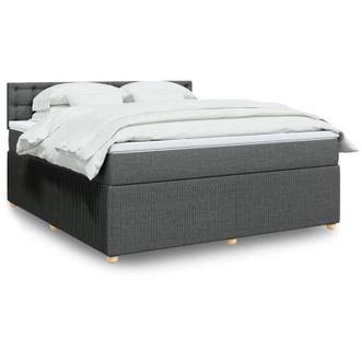 vidaXL Vidaxl - Cama Box Spring Con Colch&oacute;n Tela Gris Oscuro 180x200 Cm