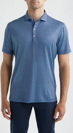 Johnnie-O Pip Floral Performance Jersey Polo in Navy at Nordstrom, Size Xx-Large