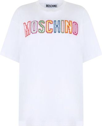 Moschino Modern Graphic T-shirt - Dames - T-shirts - Wit - M - Katoen - Tops
