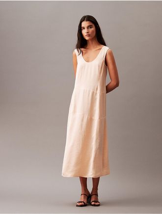 Calvin Klein Womens Crushed Satin Maxi Dress - Orange - XS