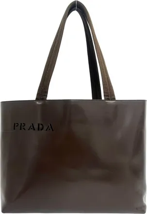 Prada Brown Leather Handbag Shoulder Bag Tote Bag (Pre-Owned)