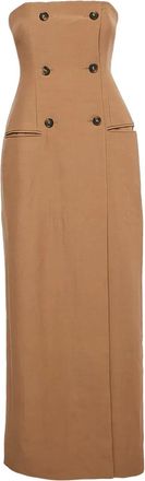 Stella McCartney bustier-bodice double breasted maxi dress - Brown