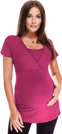 Purpless Maternity 2in1 Pregnancy Nursing Top Tunic Shirt Blouse Pregnancy Breastfeeding Women 7042 (16, Dark Pink)