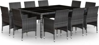vidaXL Set De Comedor De Jard&iacute;n 11 Pzas Rat&aacute;n Sint&eacute;tico Gris Vidaxl