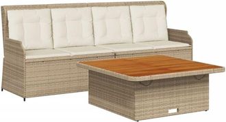 vidaXL Juego De Sof&aacute;s De Jard&iacute;n Con Cojines Beige 3 Pzas Rat&aacute;n Pe Vidaxl