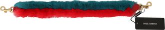 Dolce & Gabbana Womens Red Blue Rabbit Fur Leather Shoulder Strap Lapin Bag