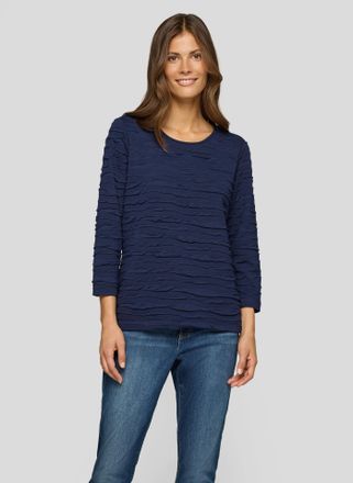 Rabe 3/4-Arm-Shirt RABE, Damen, Gr. 36, pazifik, Jersey, Obermaterial: 68% Viskose, 28% Polyester, 4% Elasthan, Strukturmuster, regular fit taillenbedeckt,