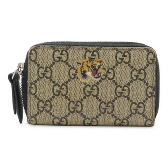 Gucci Beige Black Gg Supreme Canvas Leather Coin Purse/Coin Case (Pre-Owned)