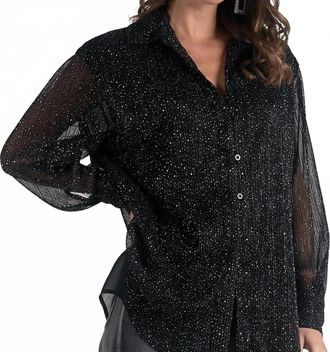 Elan Oversized Spec Button Up In Black