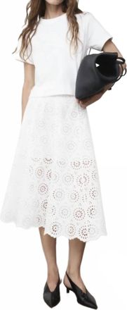 Frame Denim Solstice Eyelet Midi Skirt In White