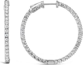House of Brilliance 14K White Gold 1 3/4 Cttw Lab Grown Diamond Inside Out Hoop Earrings (G-H Color, VS2-SI1 Clarity)