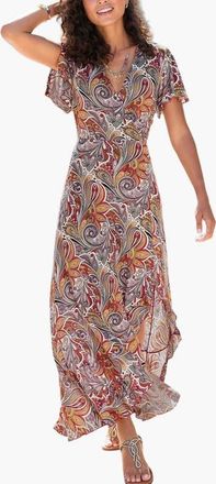 Lascana Printed Side Slit Maxi Dress in Multi at Nordstrom, Size 14