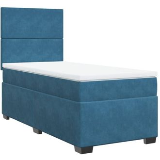 vidaXL Cama Box Spring Con Colch&oacute;n Terciopelo Azul 90x190 Cm Vidaxl