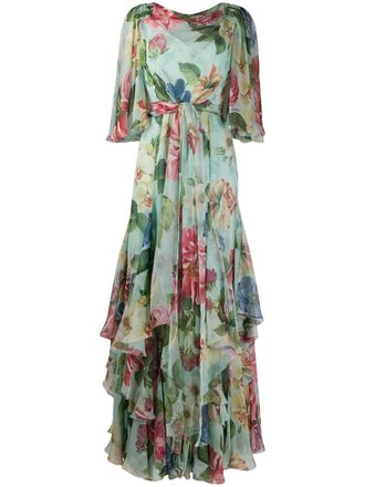 Dolce & Gabbana Abito a fiori drappeggiato - Blu