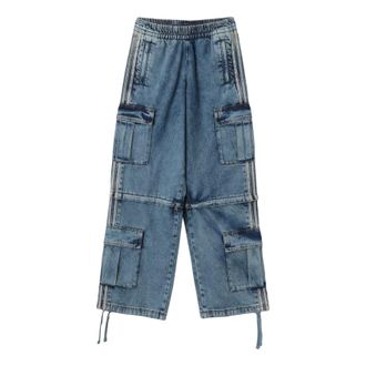 adidas (WMNS) adidas Mid-Rise 2-in-1 Denim Pants Asia Sizing Worn Blue Denim KQ6479