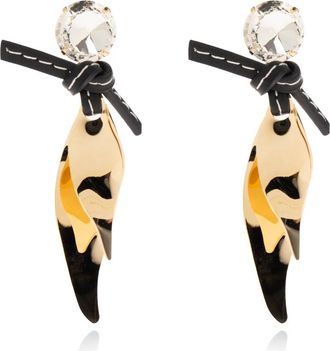 Marni Oorbellen in Bladvorm van Messing - Dames - Oorbellen - Geel - ONE Size - Leer - Accessoires