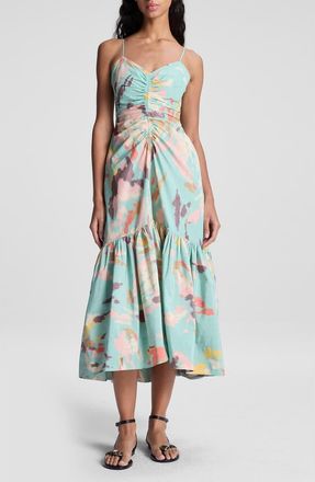 A.L.C. Lindsey Print Ruched Dress in Mint Multi at Nordstrom Rack, Size 12