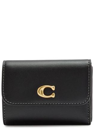 Coach Logo Leather Wallet - Black - One Size