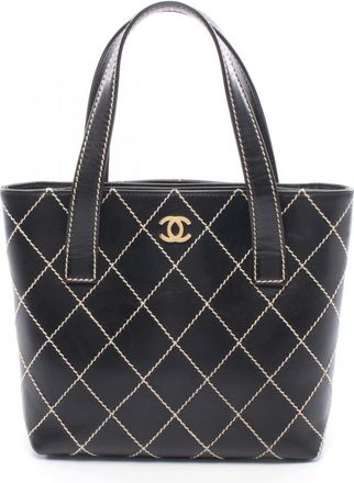 Chanel Black Leather Handbag Tote Bag (Pre-Owned)