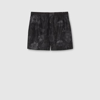 Gucci Printed Nylon Swim Shorts, Size 44 IT, Black, Ready-to-wear