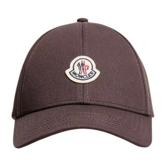 Moncler Baseballpet van katoengabardine - Heren - Accessoires - Bruin - Maat: ONE Size Katoen