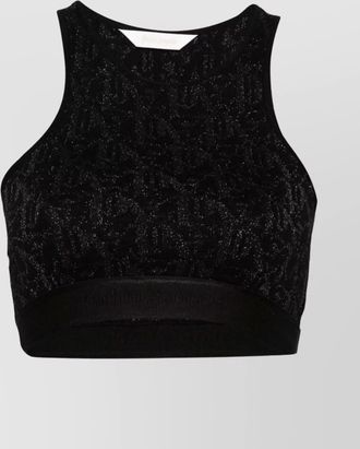 Palm Angels monogram racerback crop top with metallic sparkle