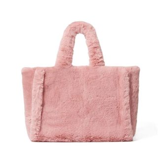 Generic Winter Faux Fur Handbag Simple Stylish Large Tote Soft Women Shoulder Bag Phone Purses Work(Pink)