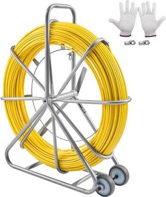 OEM Cinta De Pescado De Fibra De Vidrio De 200,09m Di&aacute;metro De 7,94mm Extractor De Cables Con Varilla Para Pasar Cables, Soporte De Carrete De Acero, 3 Ca
